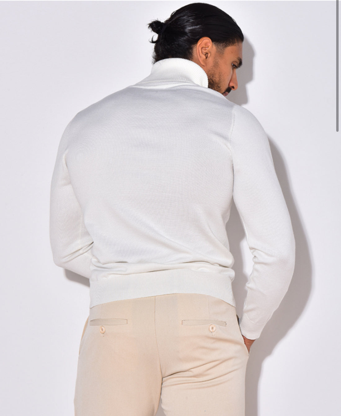 Knitwear Casual Coltrui voor Heren~ Wit TurtleNeck
