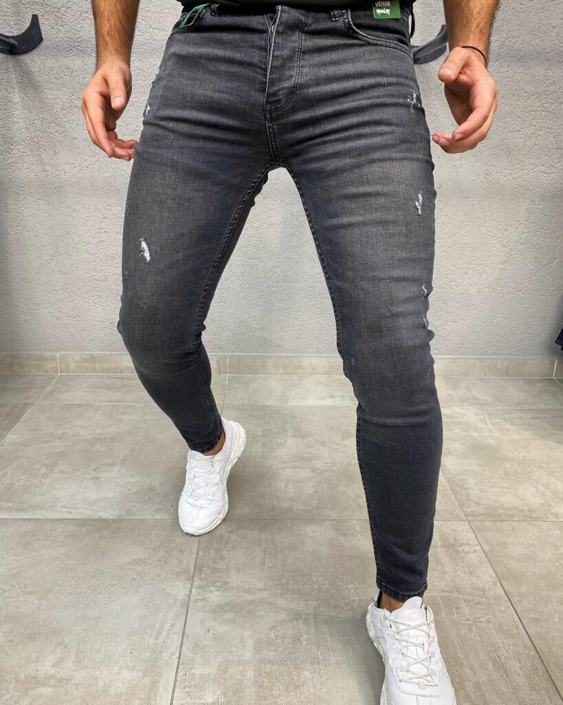 Zwarte skinny jeans voor heren met een ripped stijl