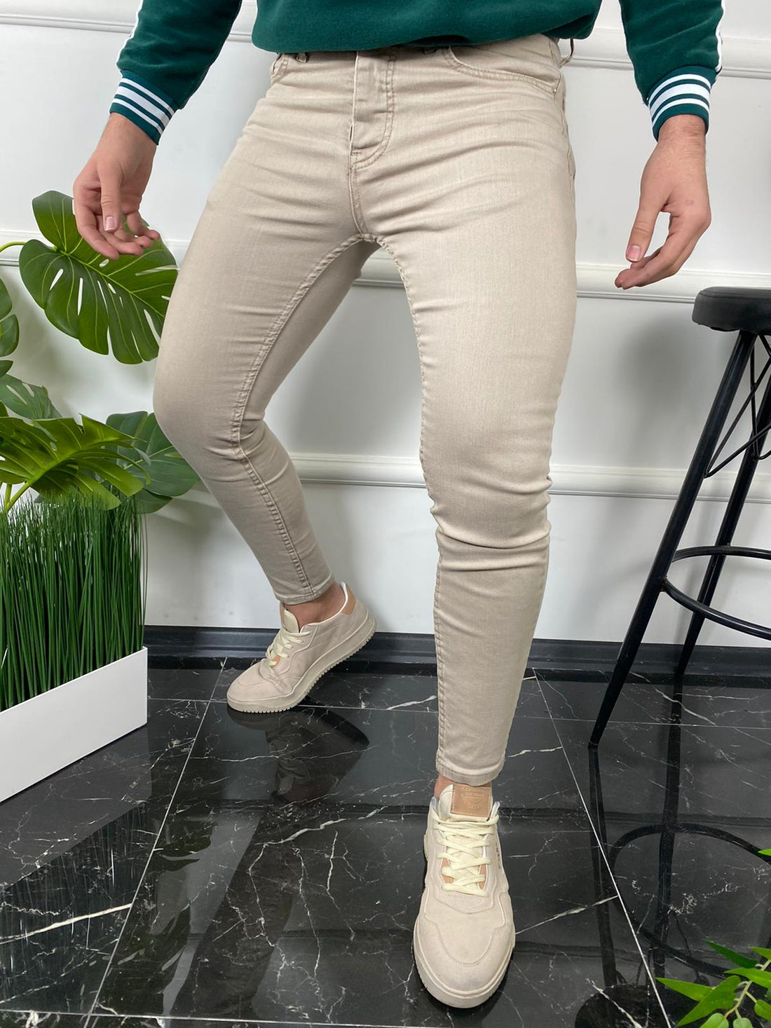 Stretch skinny jeans beige