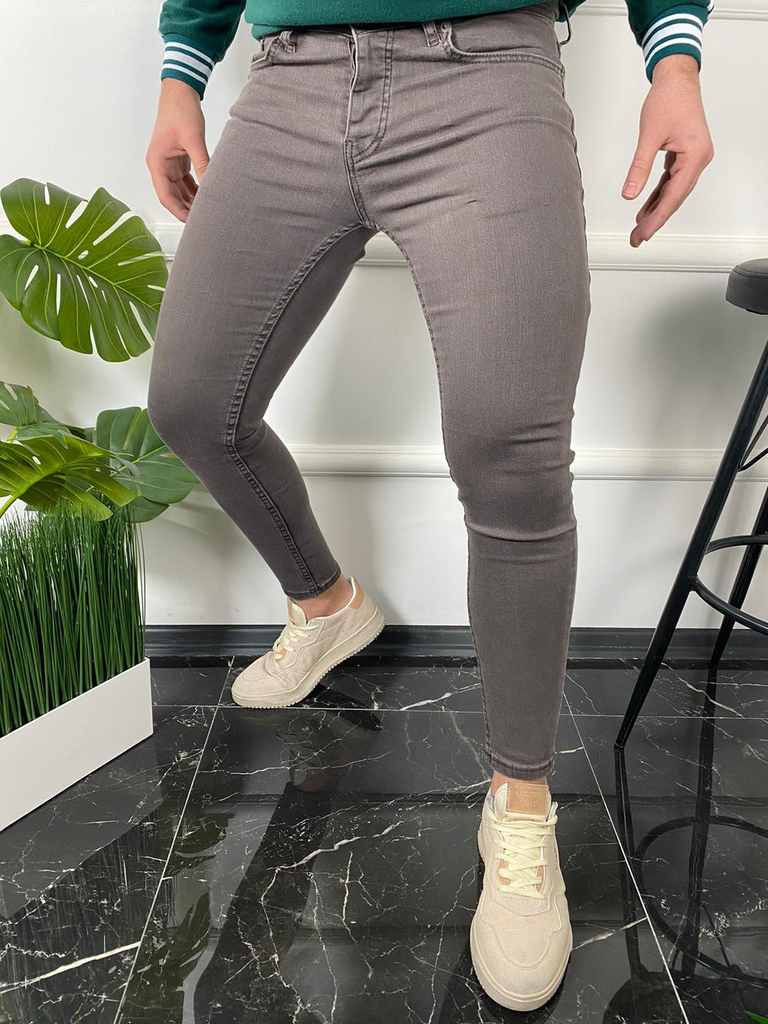 Stretchy skinny jeans voor heren - Grijs