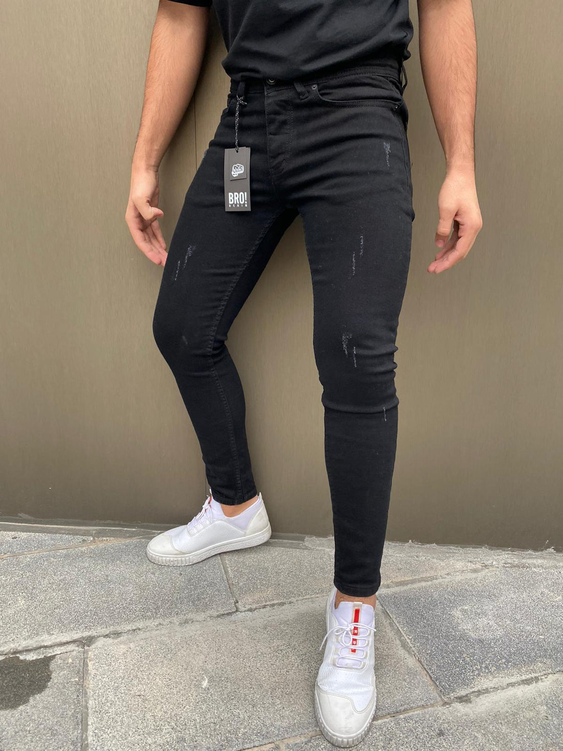Zwarte ripped skinny jeans mannen zwart