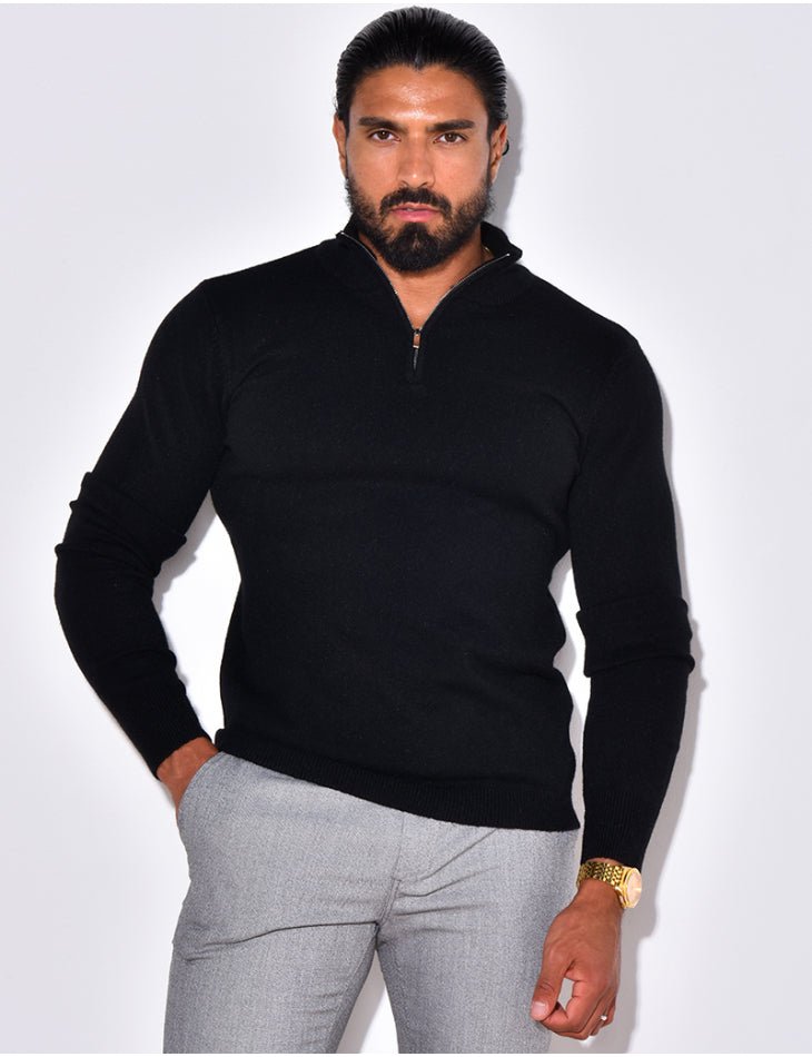 Half zip sweater heren in het zwart