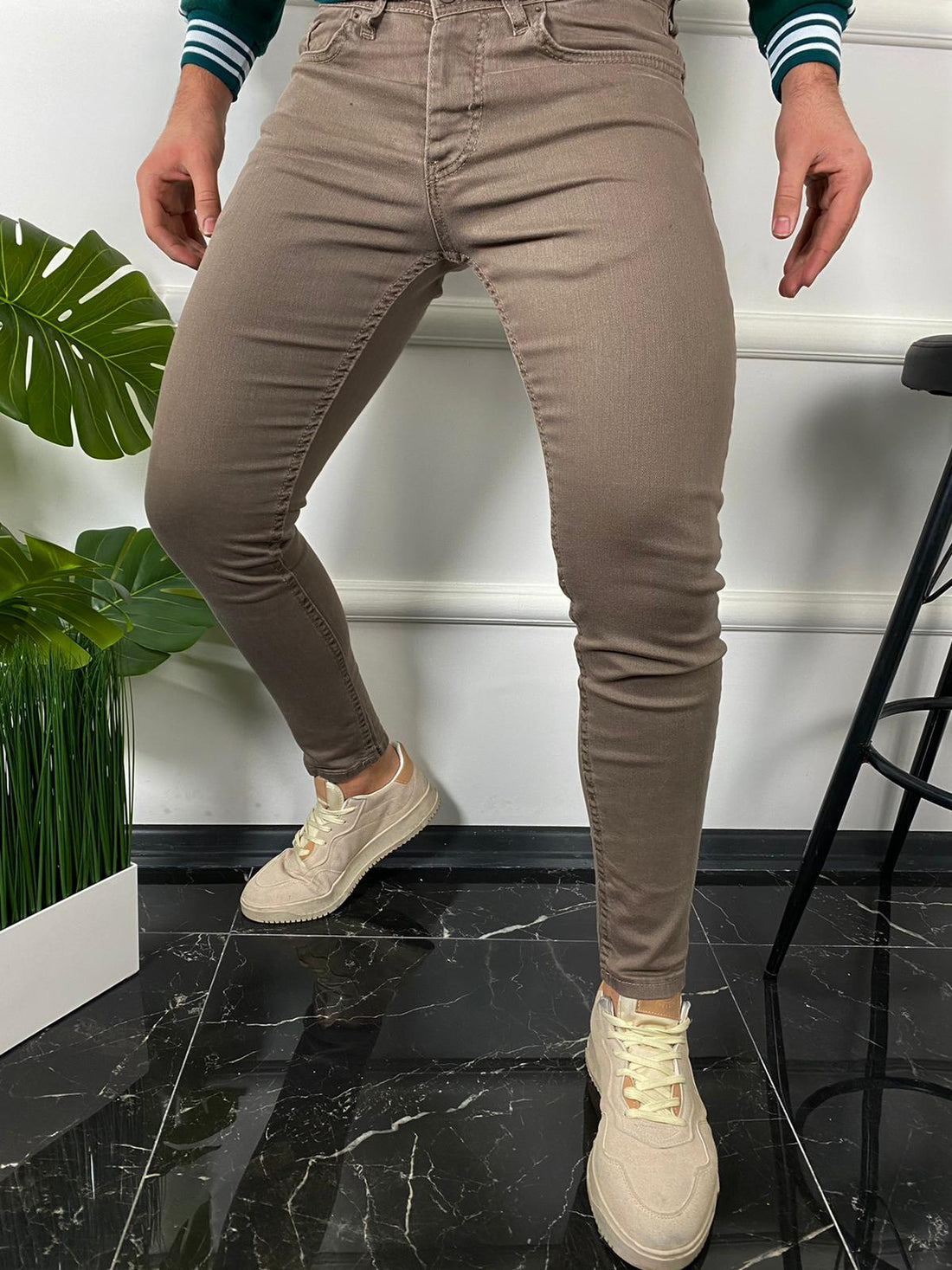 Stretchy skinny jeans voor heren - Coffee