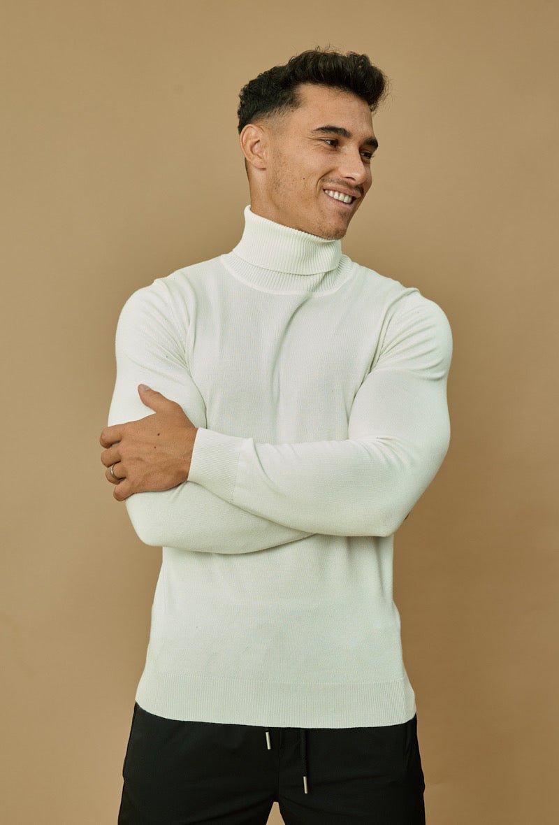 Knitwear Casual Coltrui voor Heren~ Wit TurtleNeck