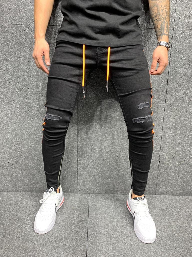 Slimfit ripped stretch jeans voor heren - Yellow