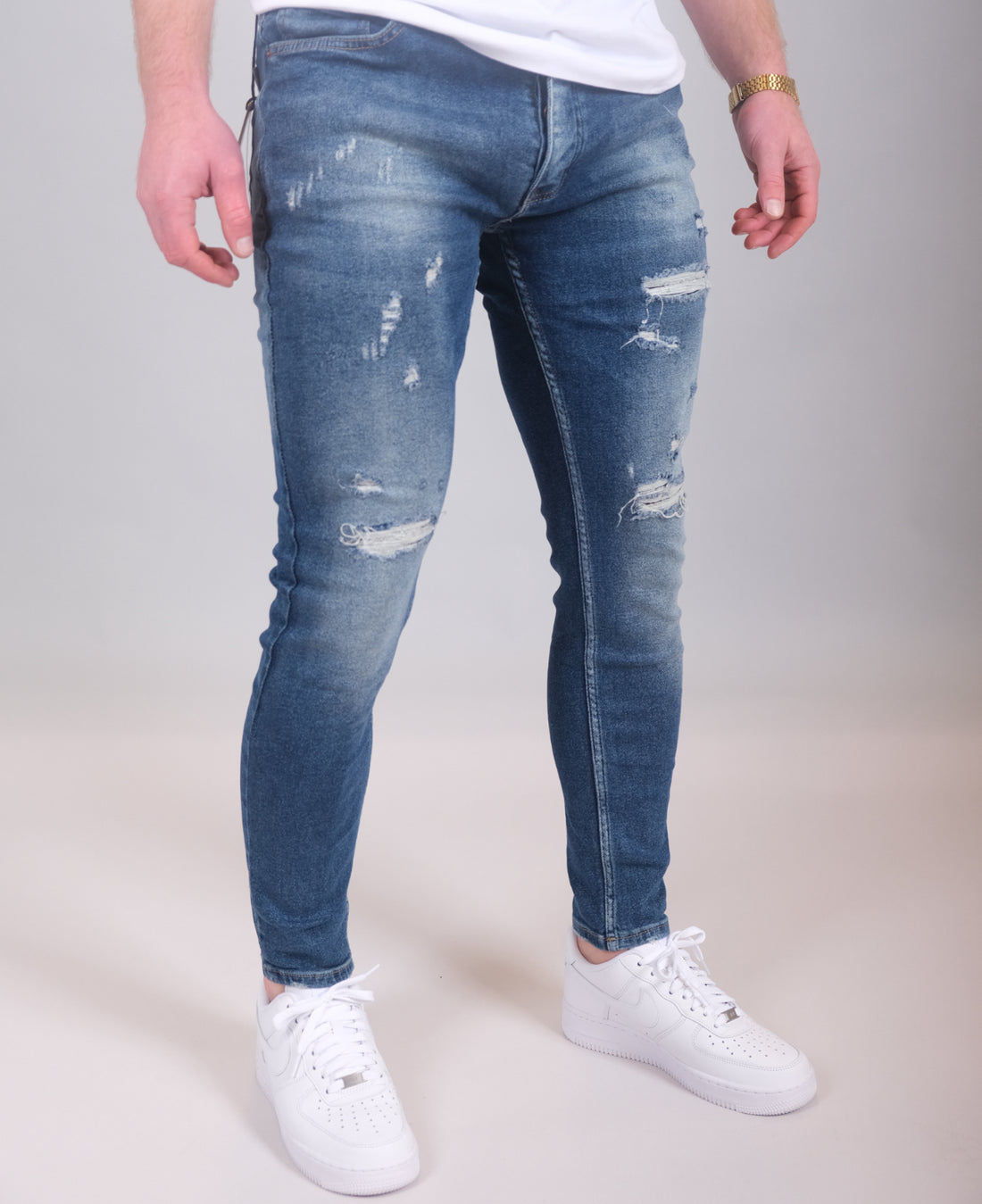 Skinny ripped stretch jeans voor heren - Lichtblauw