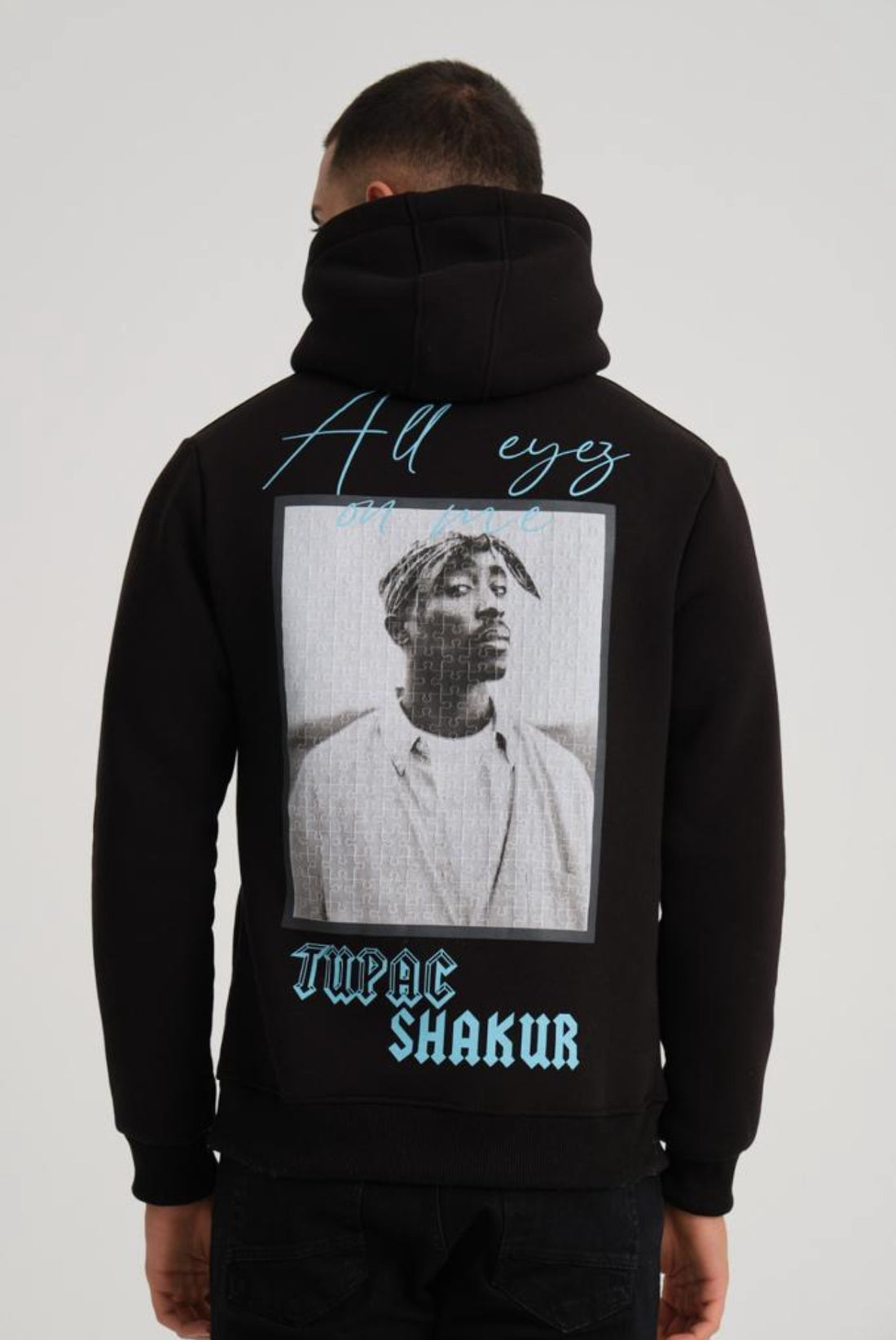 Zwarte hoodie met Tupac voor mannen