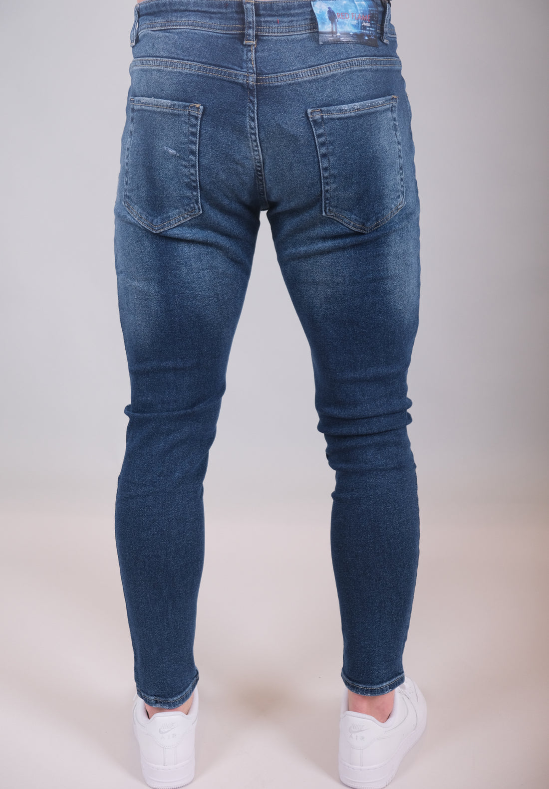 SKINNY SLIMFIT RIPPED STRETCH JEANS VOOR HEREN - BLAUW