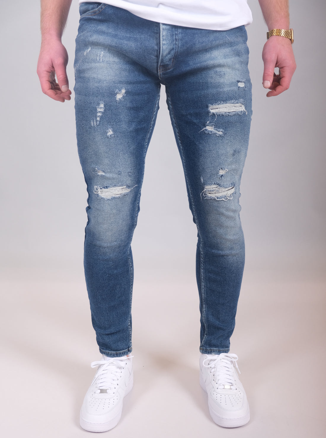 Skinny ripped stretch jeans voor heren - Lichtblauw