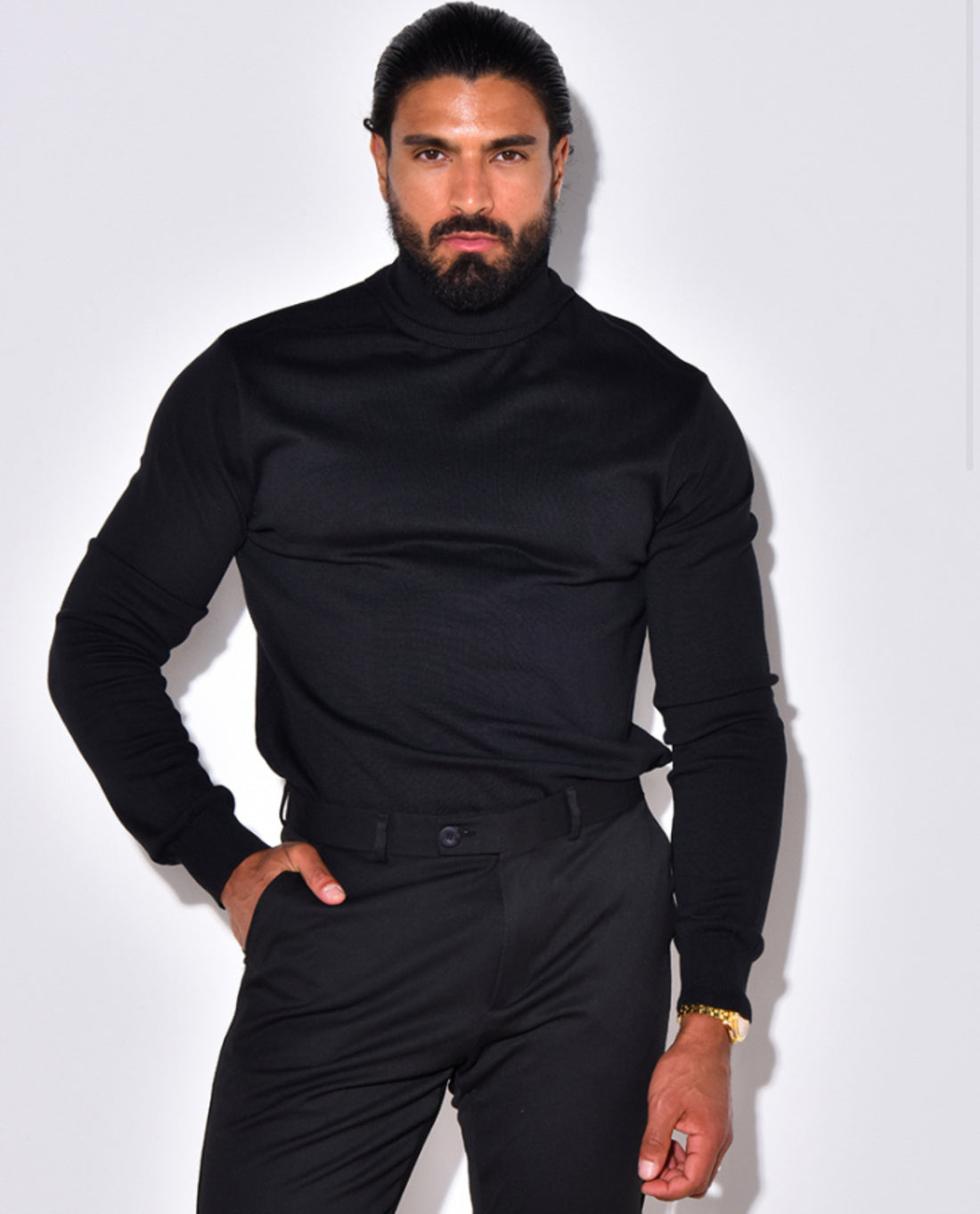 Knitwear Casual Coltrui voor Heren ~ Black TurtleNeck