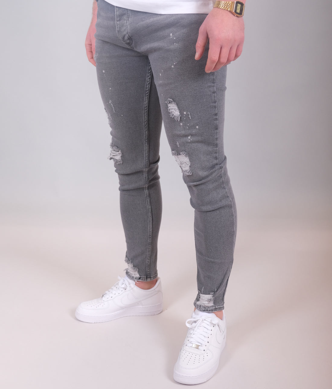 Skinny stretch jeans met verfspetters voor heren - Zwart