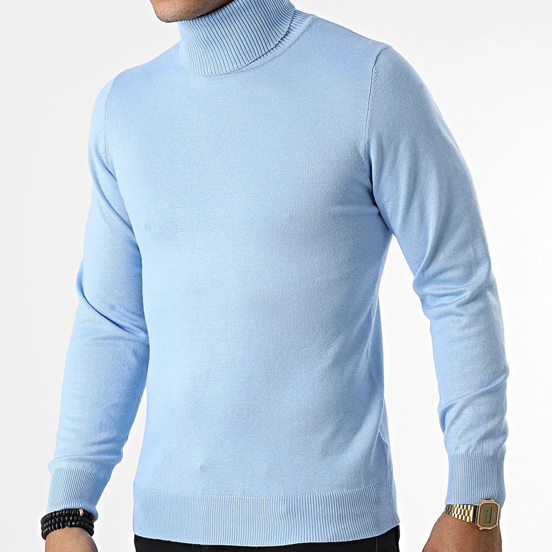 Knitwear Casual Coltrui voor Heren ~ Lichtblauw Turtleneck