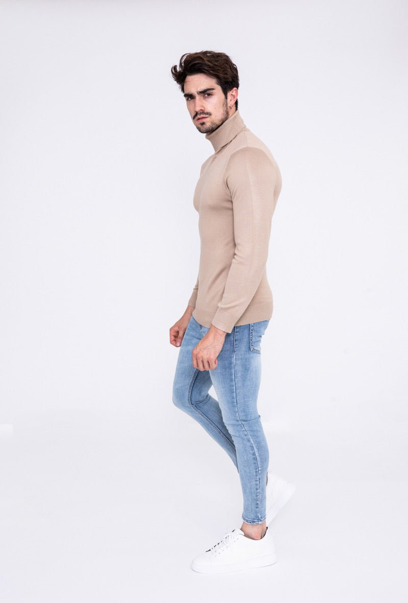 TAPULCO Mannen Coltrui Lange Mouw Gebreide Trui Basic Slim Fit Casual