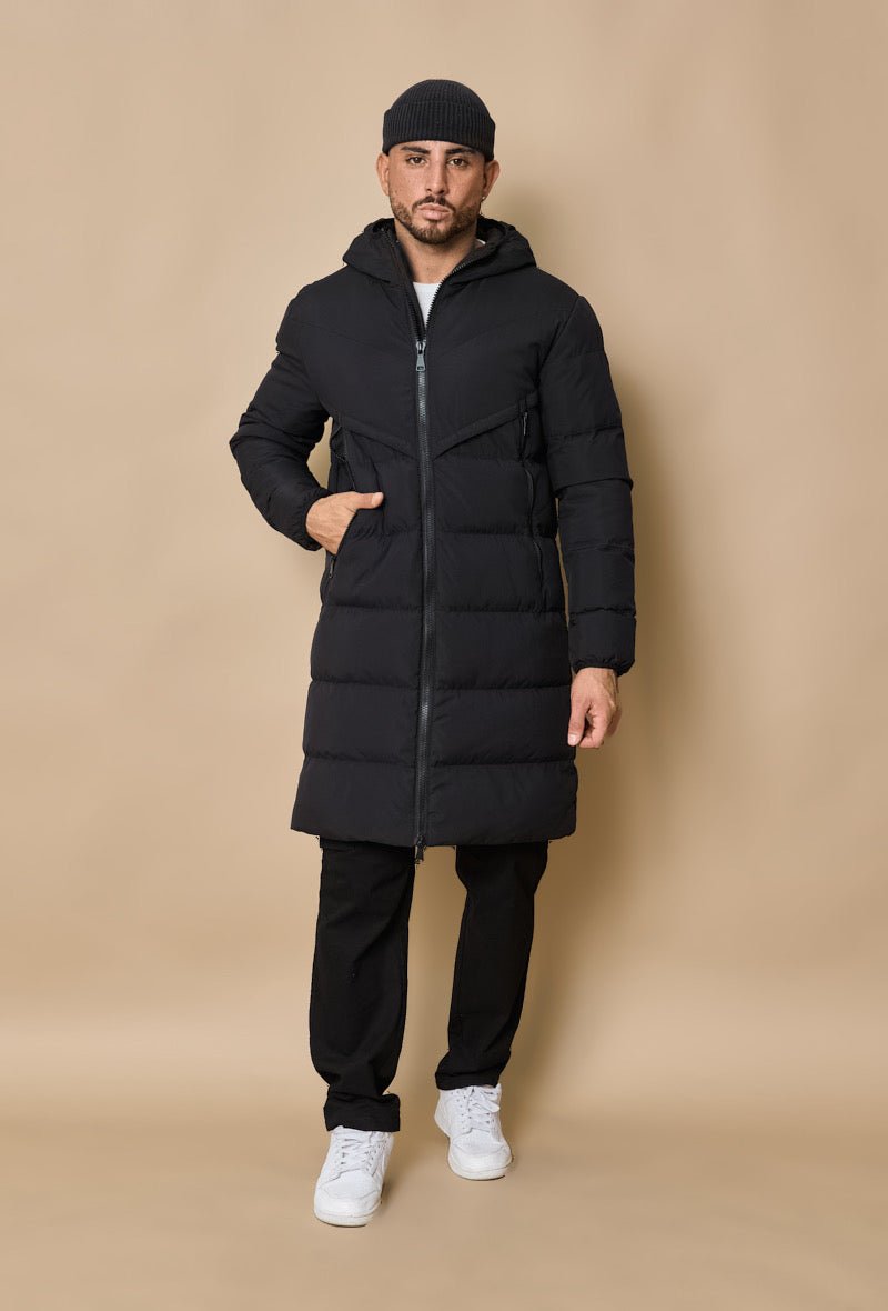 Lange Winterjas voor Heren Zwart ~ Met Capuchon