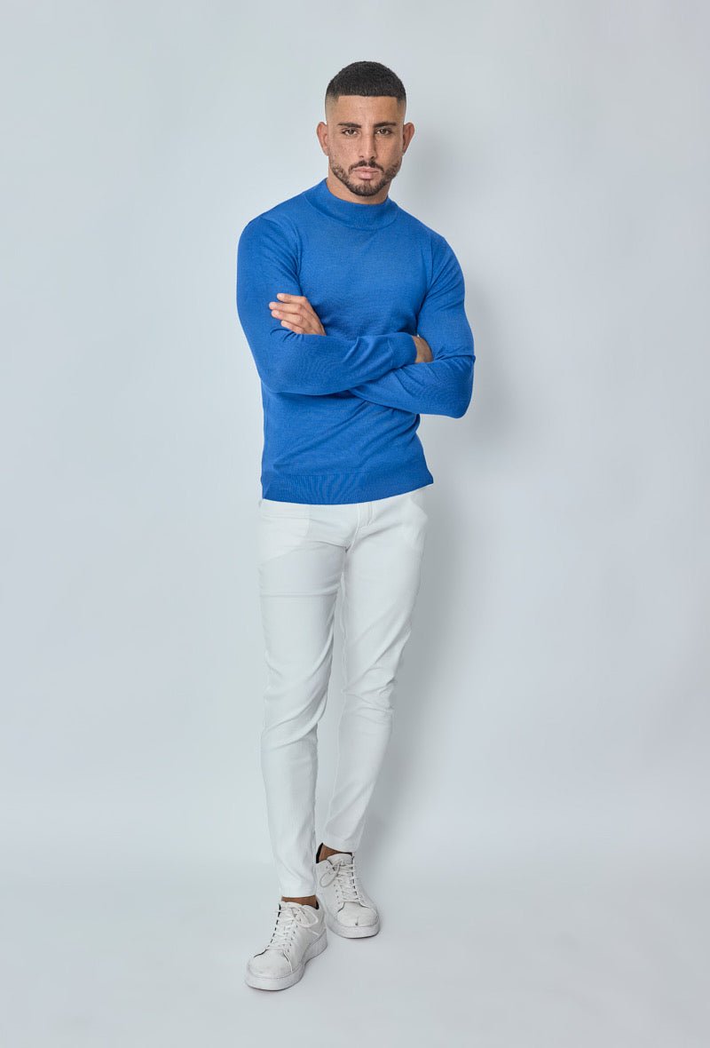 Knitwear Casual Sweater met Half Lange Kraag voor Heren ~ Blue