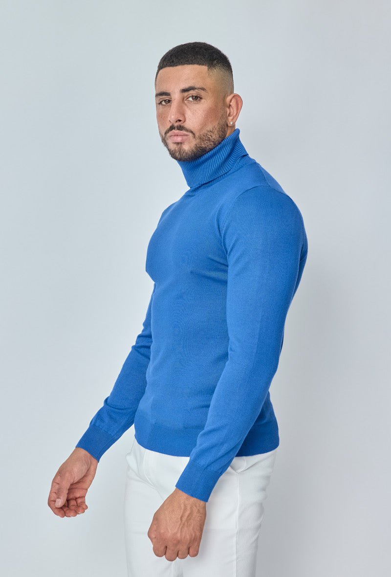 Knitwear Casual Coltrui voor Heren ~ Blauw TurtleNeck