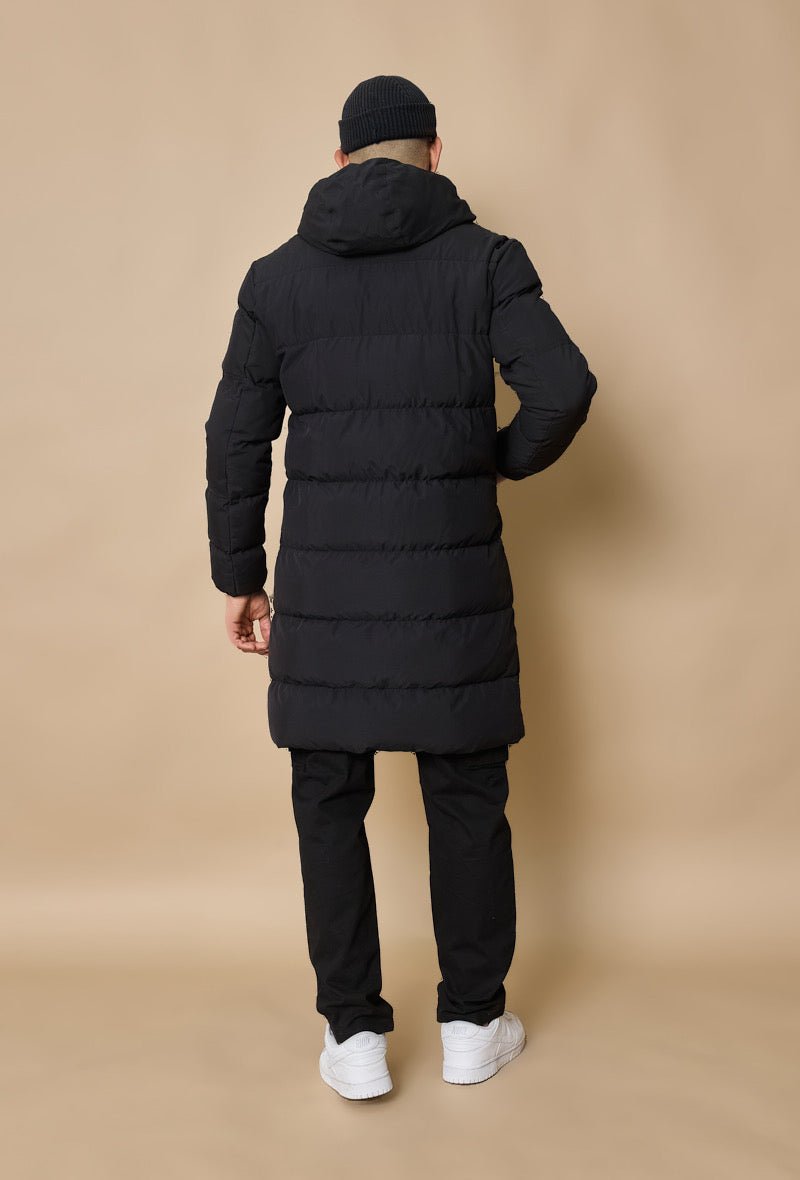 Lange Winterjas voor Heren Zwart ~ Met Capuchon