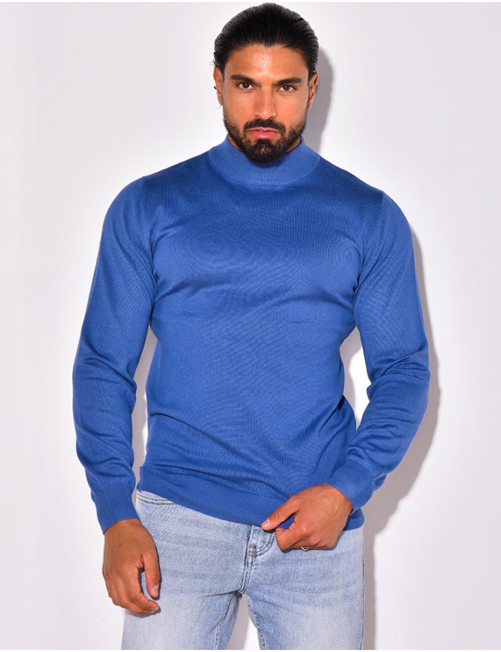 Knitwear Casual Sweater met Half Lange Kraag voor Heren ~ Blue