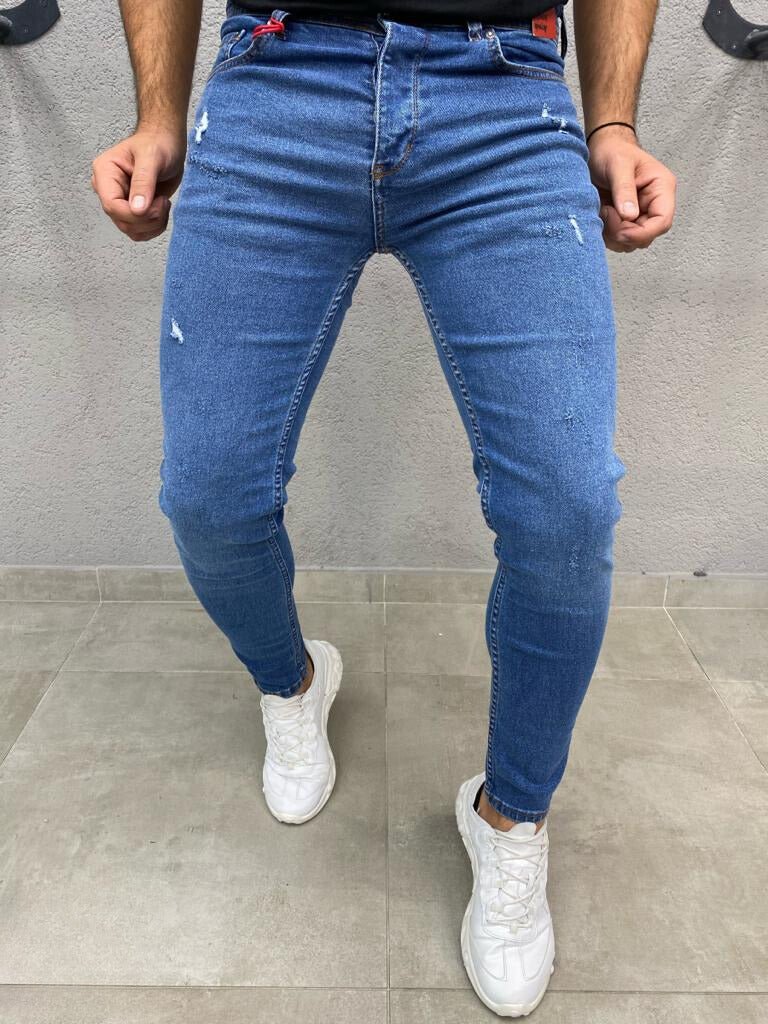 Skinny stretch jeans in het blauw voor heren