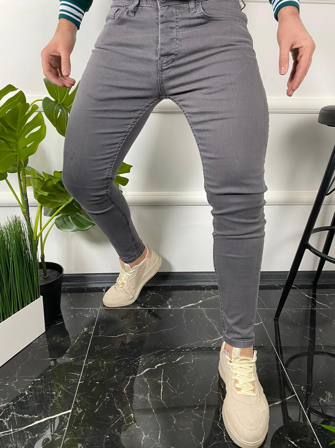 Antraciet skinny jeans stretch heren