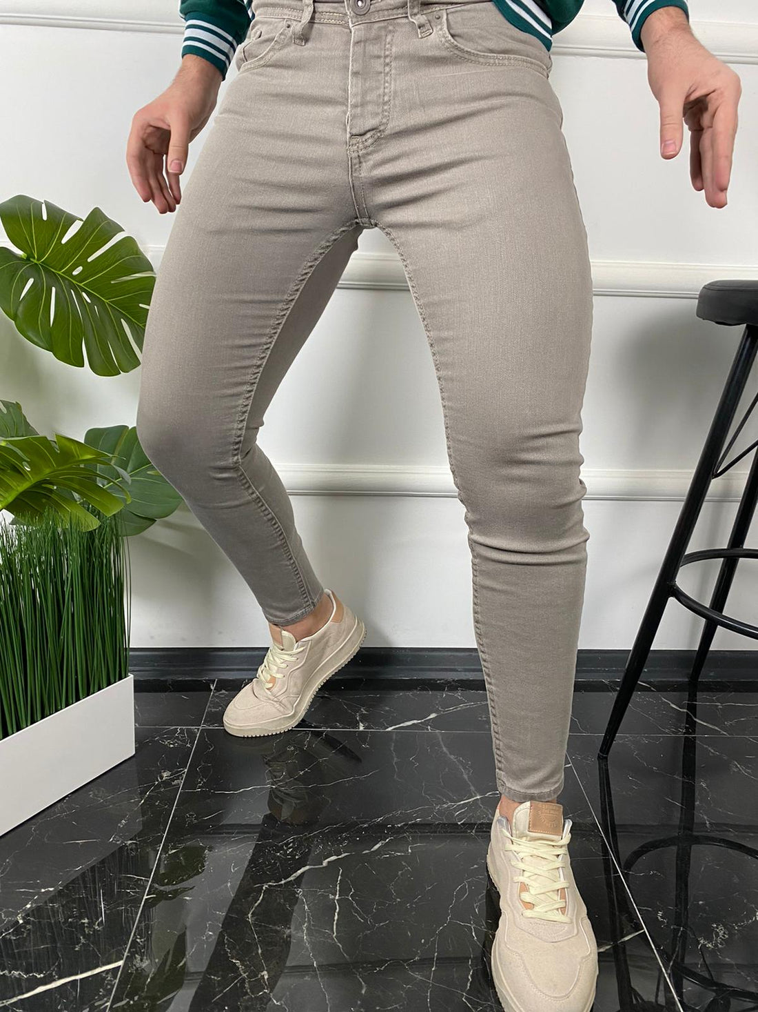 Stretchy skinny jeans voor heren - Steenkleur