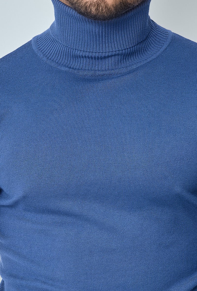 Knitwear Casual Coltrui voor Heren ~ Blue Jean TurtleNeck