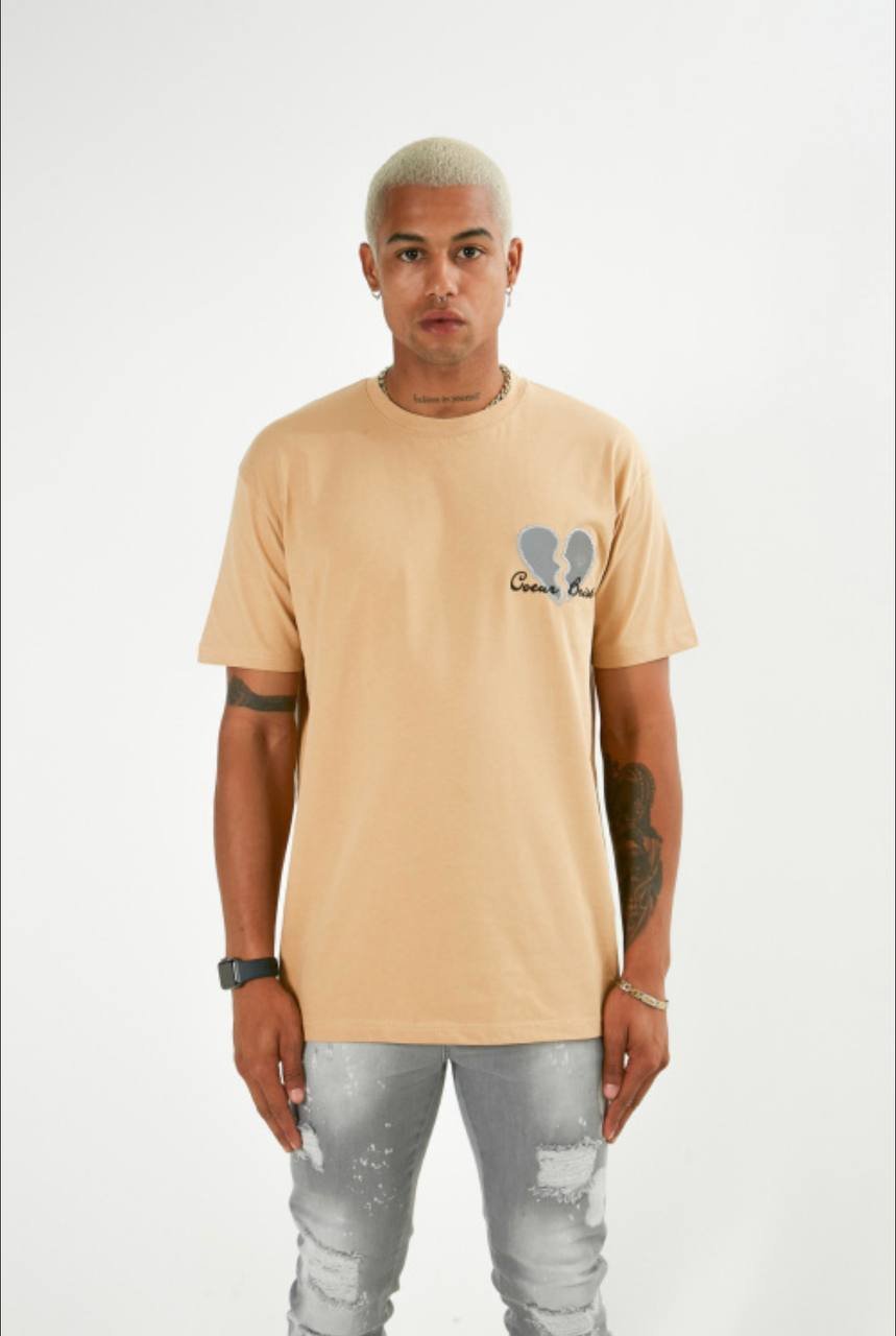 T-Shirt Coeur Brisé voor Heren met Bedrukking/Borduur- Beige