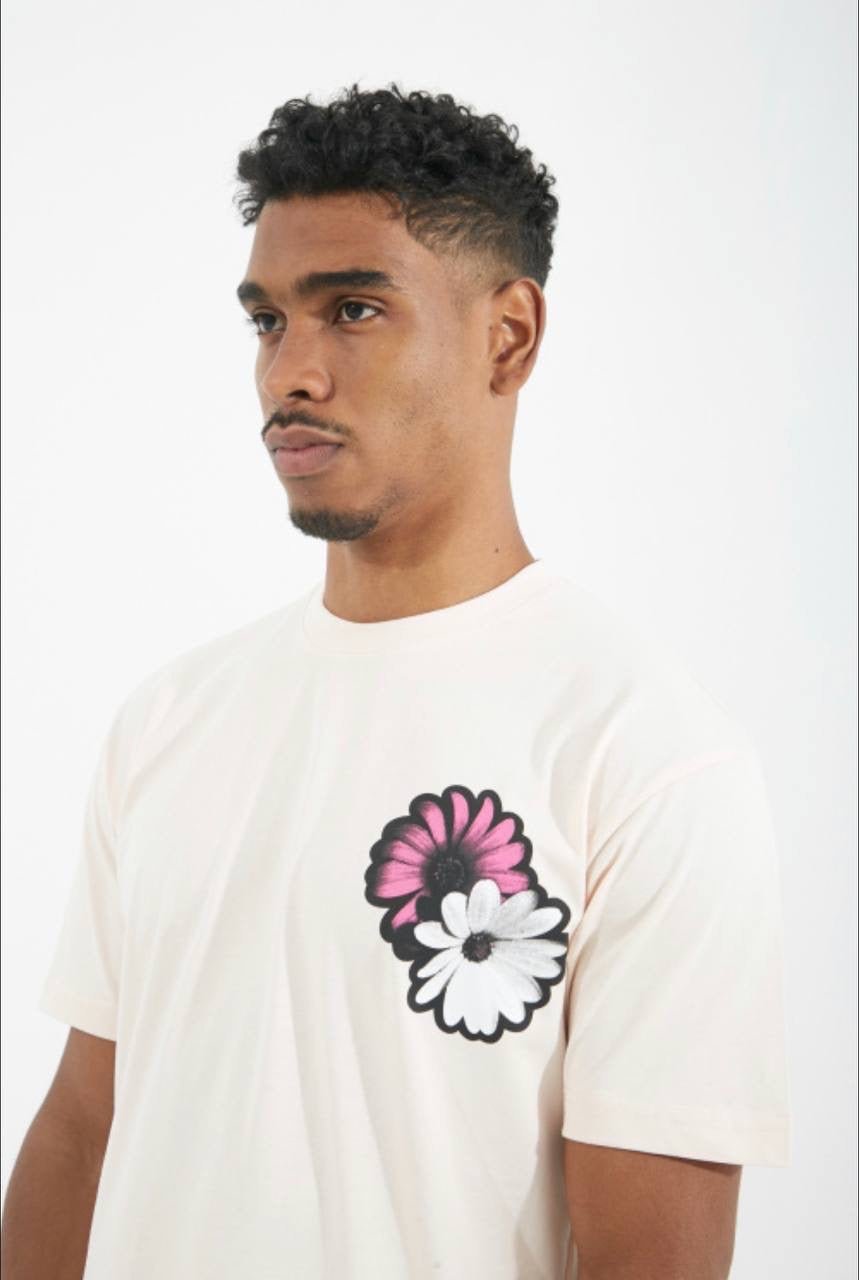 T-Shirt 'Bloom' voor Heren met Bedrukking - Light Pink
