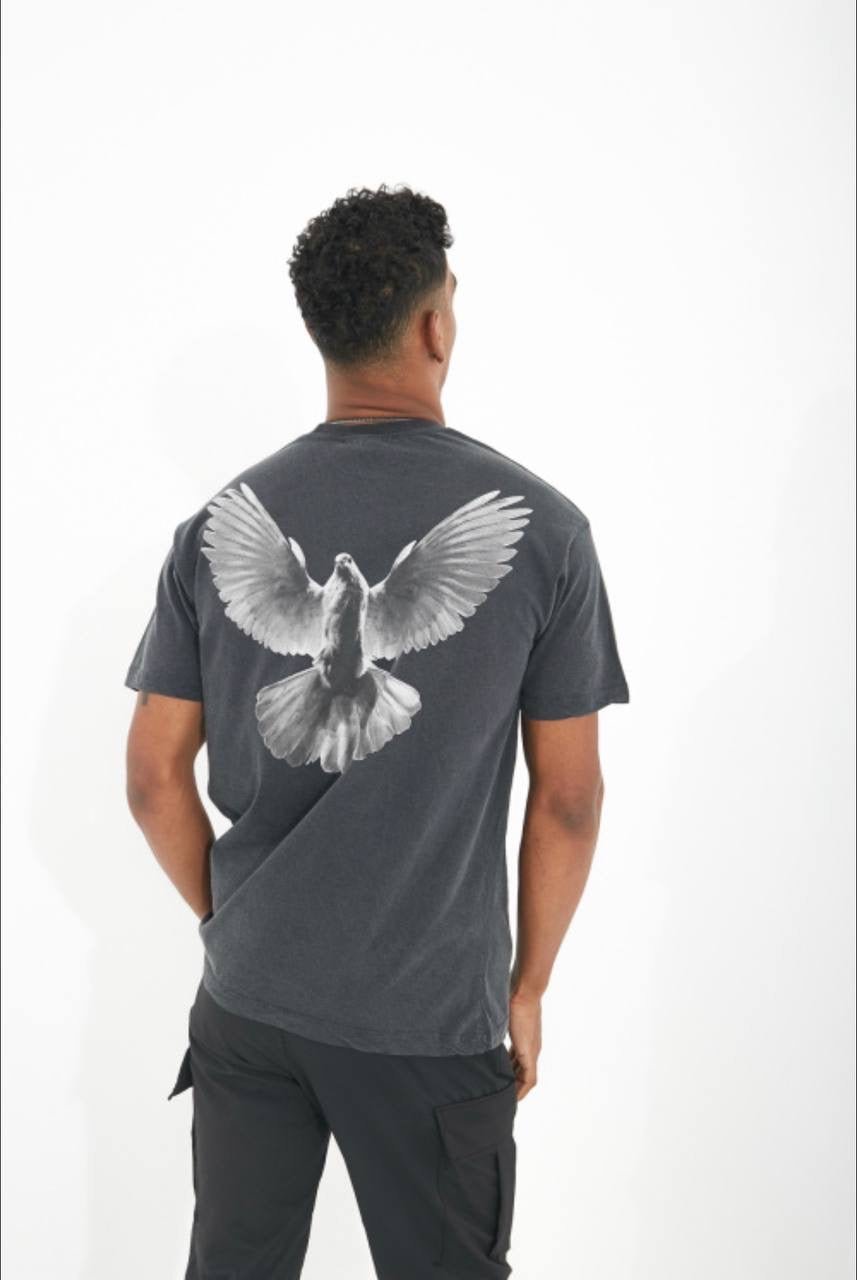 T-Shirt Bird voor Heren met Bedrukking - Donkergrijs
